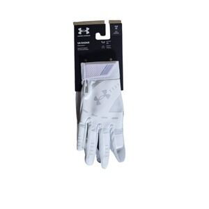 Under Armour Girls Batting Radar Softball Gloves‎ White Halo Gray Youth Large